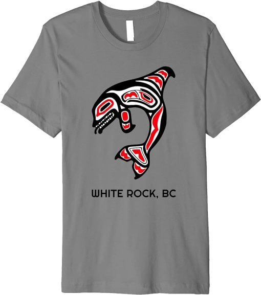 White Rock BC Canada Native Fishermen Orca Killer Whales Art Premium T-Shirt