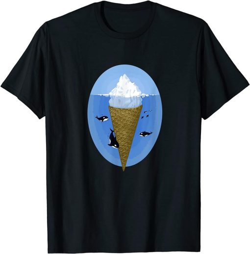 Iceberg ocean orca whale funny Ice cream cone T-Shirt