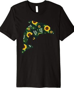 Dolphin Sunflower Girl Floral Beluga Hawaiian Women Gift Premium T-Shirt