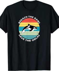 Retro Vintage Killer Whale | Breach The Dams Save The Orcas T-Shirt