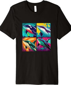 Orca Whale Pop Art Design Illustration Colorful Animal Women Premium T-Shirt