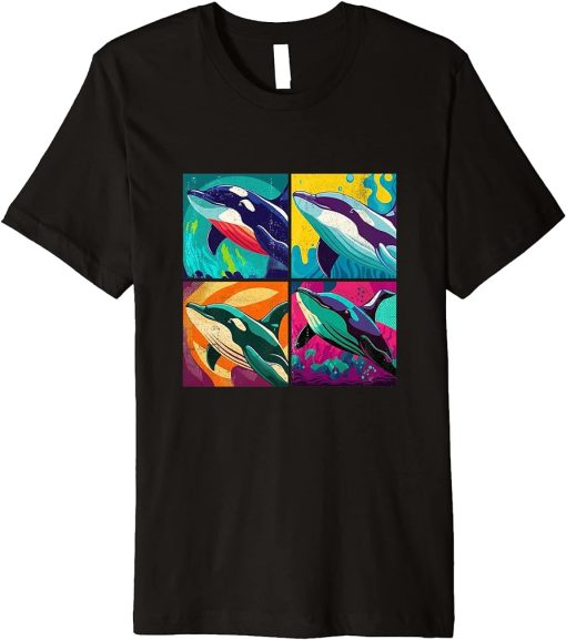 Orca Whale Pop Art Design Illustration Colorful Animal Women Premium T-Shirt