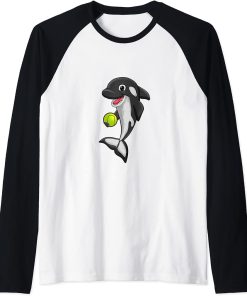 Tennis ball Love Killer Whale Orca Lover Animal Womens Raglan Baseball Tee