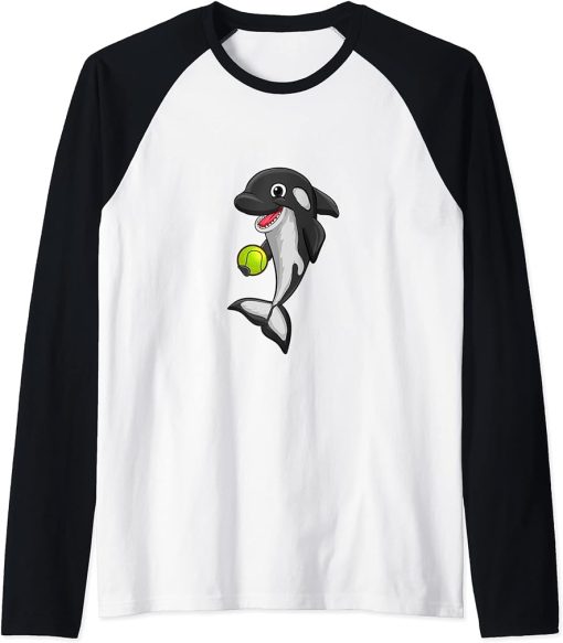 Tennis ball Love Killer Whale Orca Lover Animal Womens Raglan Baseball Tee